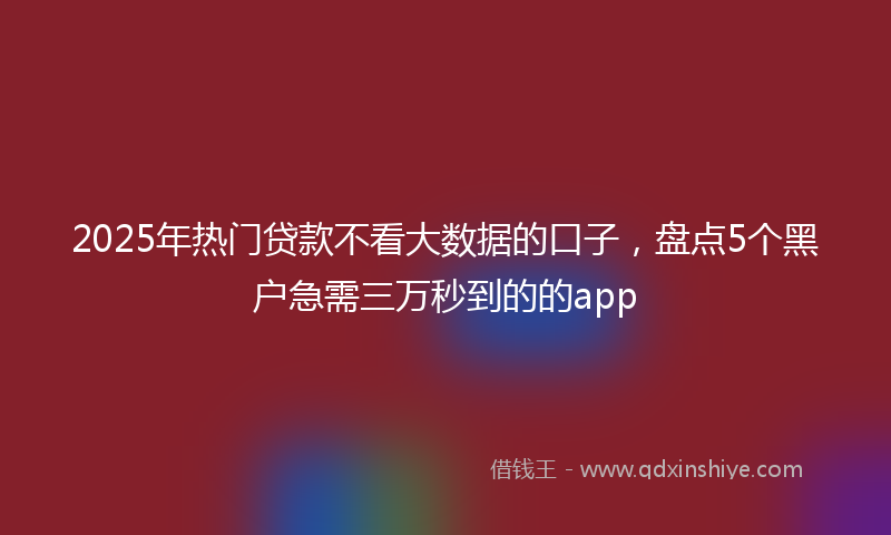 2025年热门贷款不看大数据的口子，盘点5个黑户急需三万秒到的的app