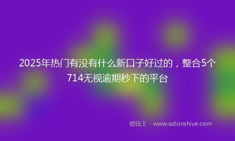 2025年热门有没有什么新口子好过的，整合5个714无视逾期秒下的平台