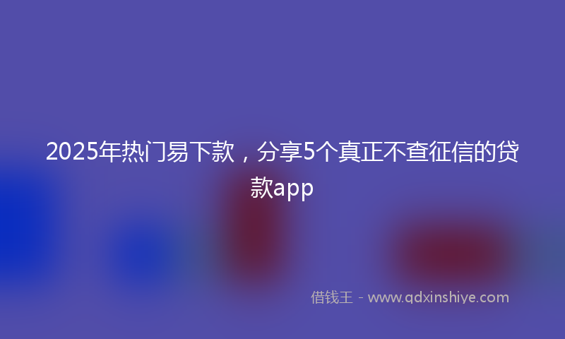 2025年热门易下款，分享5个真正不查征信的贷款app