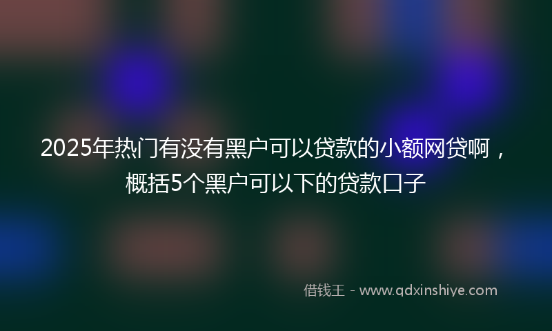 2025年热门有没有黑户可以贷款的小额网贷啊，概括5个黑户可以下的贷款口子