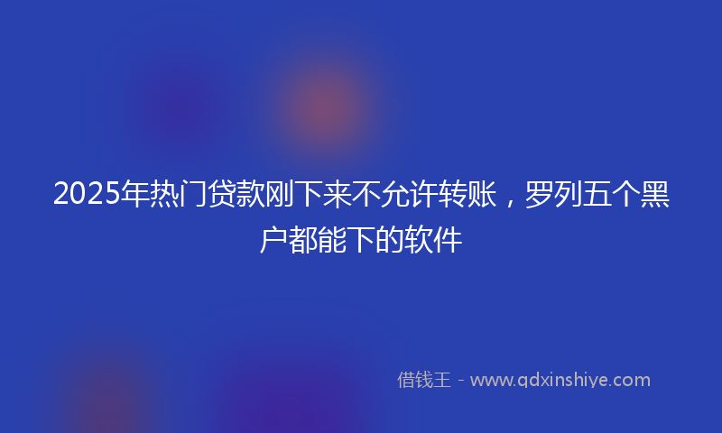 2025年热门贷款刚下来不允许转账，罗列五个黑户都能下的软件