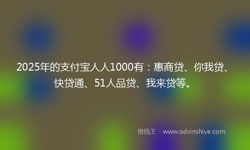 2025年的支付宝人人1000有：惠商贷、你我贷、快贷通、51人品贷、我来贷等。