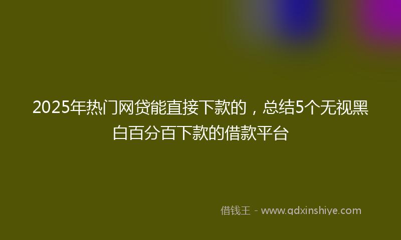 2025年热门网贷能直接下款的，总结5个无视黑白百分百下款的借款平台