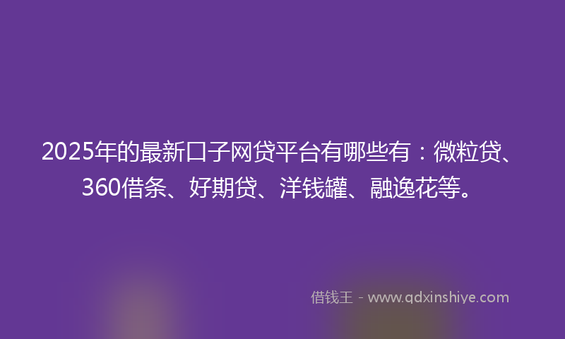2025年的最新口子网贷平台有哪些有：微粒贷、360借条、好期贷、洋钱罐、融逸花等。