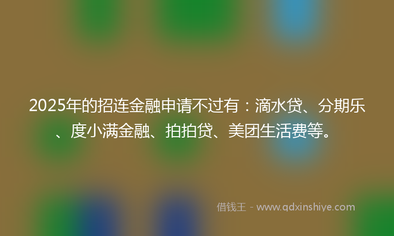 2025年的招连金融申请不过有：滴水贷、分期乐、度小满金融、拍拍贷、美团生活费等。