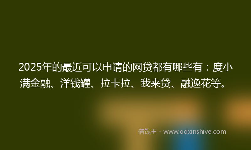 2025年的最近可以申请的网贷都有哪些有：度小满金融、洋钱罐、拉卡拉、我来贷、融逸花等。