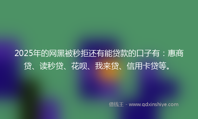 2025年的网黑被秒拒还有能贷款的口子有：惠商贷、读秒贷、花呗、我来贷、信用卡贷等。