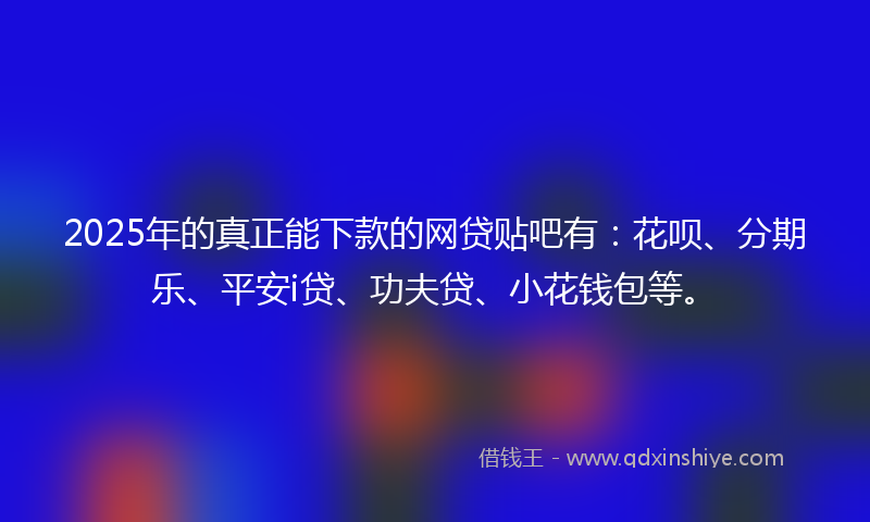 2025年的真正能下款的网贷贴吧有：花呗、分期乐、平安i贷、功夫贷、小花钱包等。