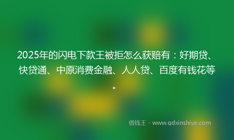 2025年的闪电下款王被拒怎么获赔有：好期贷、快贷通、中原消费金融、人人贷、百度有钱花等。