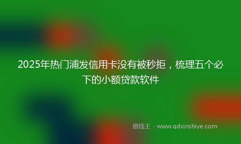 2025年热门浦发信用卡没有被秒拒，梳理五个必下的小额贷款软件