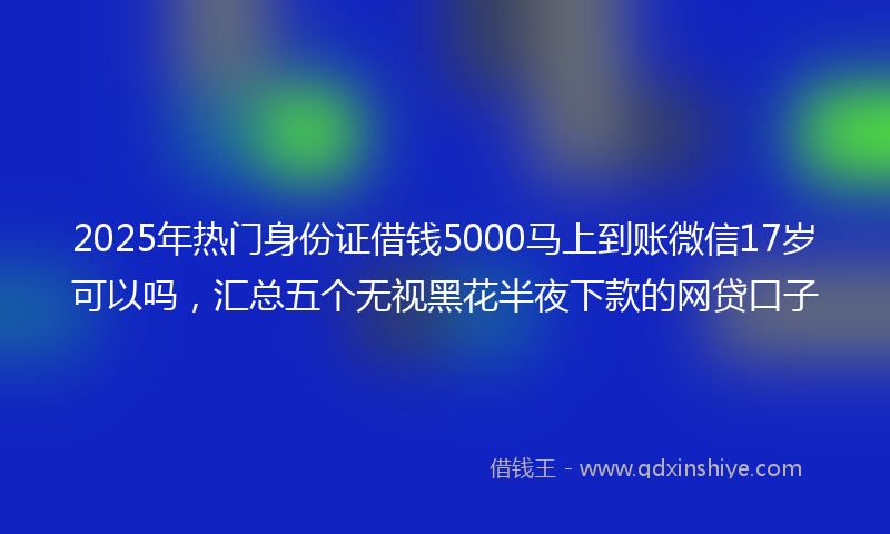 2025年热门身份证借钱5000马上到账微信17岁可以吗，汇总五个无视黑花半夜下款的网贷口子