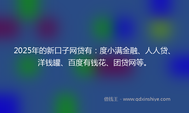2025年的新口子网贷有：度小满金融、人人贷、洋钱罐、百度有钱花、团贷网等。