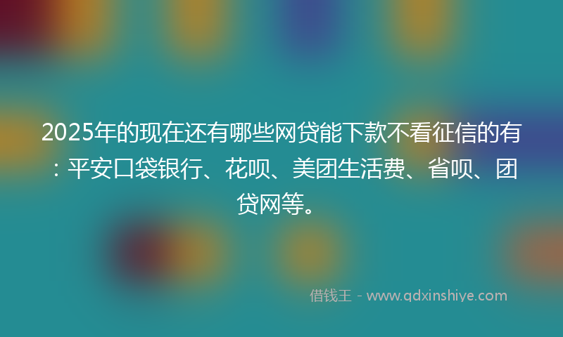 2025年的现在还有哪些网贷能下款不看征信的有：平安口袋银行、花呗、美团生活费、省呗、团贷网等。
