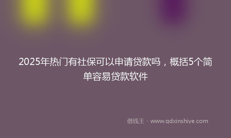 2025年热门有社保可以申请贷款吗，概括5个简单容易贷款软件