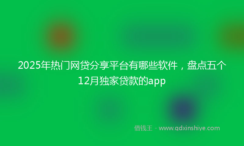 2025年热门网贷分享平台有哪些软件，盘点五个12月独家贷款的app
