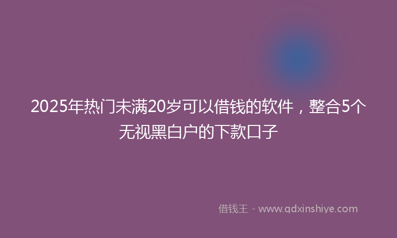 2025年热门未满20岁可以借钱的软件，整合5个无视黑白户的下款口子