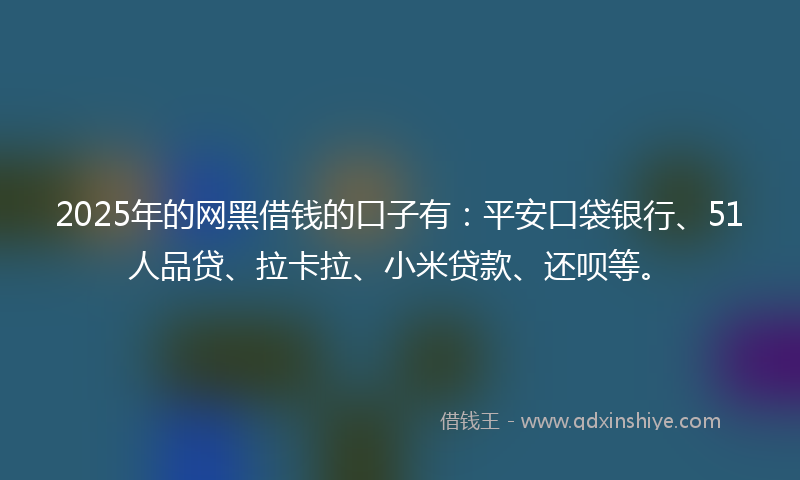 2025年的网黑借钱的口子有：平安口袋银行、51人品贷、拉卡拉、小米贷款、还呗等。