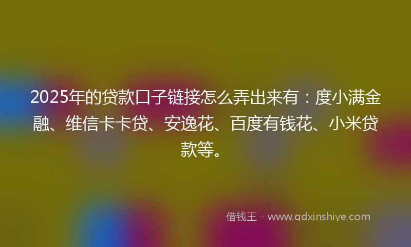 2025年的贷款口子链接怎么弄出来有：度小满金融、维信卡卡贷、安逸花、百度有钱花、小米贷款等。