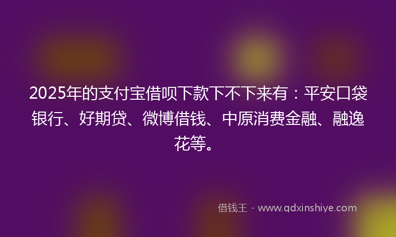 2025年的支付宝借呗下款下不下来有：平安口袋银行、好期贷、微博借钱、中原消费金融、融逸花等。