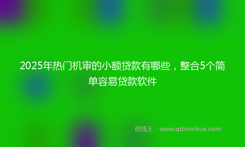 2025年热门机审的小额贷款有哪些，整合5个简单容易贷款软件