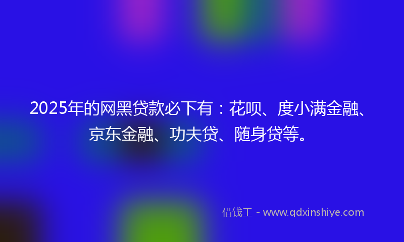 2025年的网黑贷款必下有：花呗、度小满金融、京东金融、功夫贷、随身贷等。