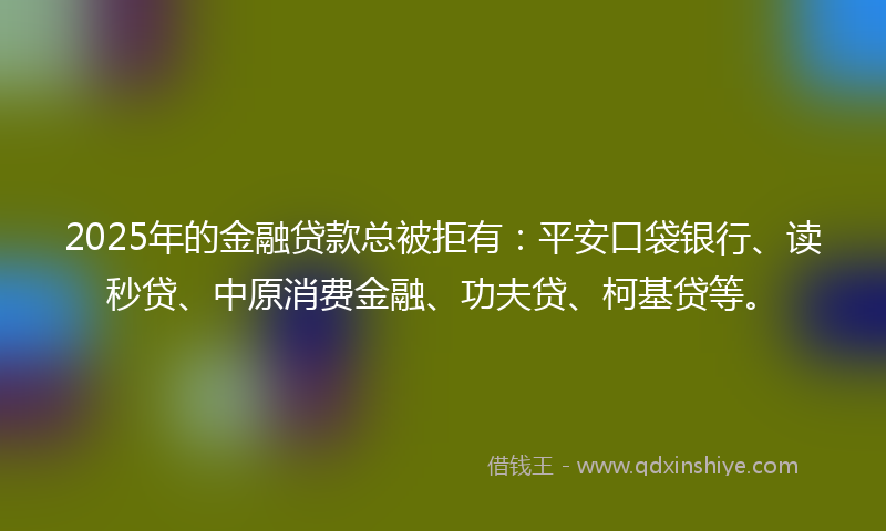 2025年的金融贷款总被拒有：平安口袋银行、读秒贷、中原消费金融、功夫贷、柯基贷等。