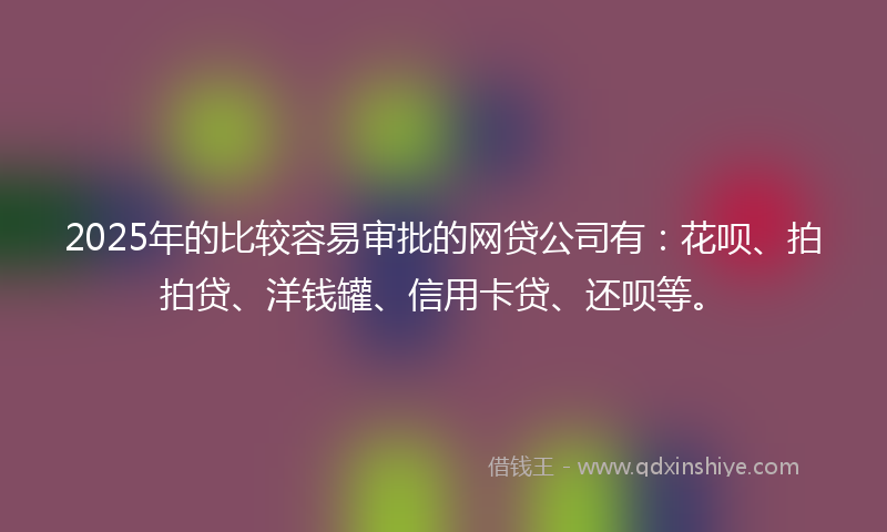 2025年的比较容易审批的网贷公司有：花呗、拍拍贷、洋钱罐、信用卡贷、还呗等。