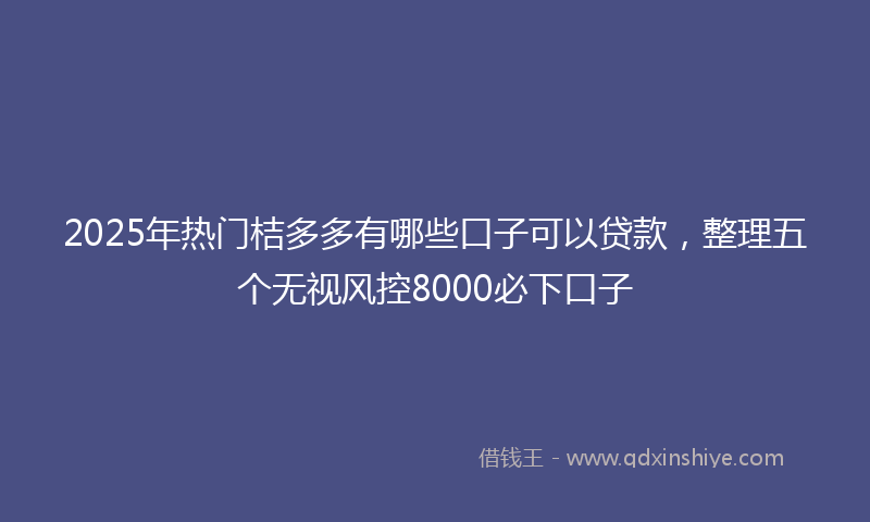 2025年热门桔多多有哪些口子可以贷款，整理五个无视风控8000必下口子