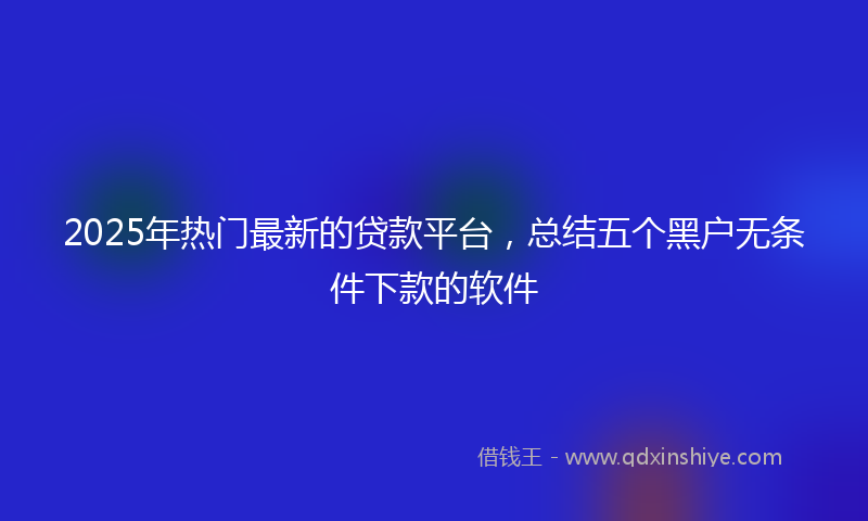 2025年热门最新的贷款平台，总结五个黑户无条件下款的软件