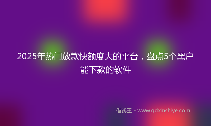 2025年热门放款快额度大的平台，盘点5个黑户能下款的软件