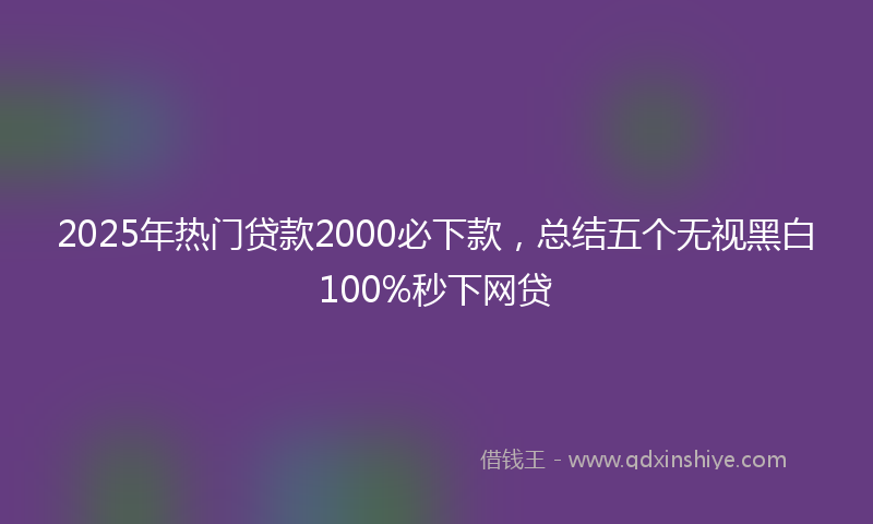 2025年热门贷款2000必下款，总结五个无视黑白100%秒下网贷