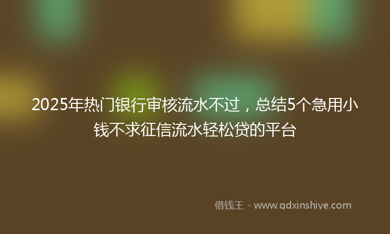 2025年热门银行审核流水不过，总结5个急用小钱不求征信流水轻松贷的平台