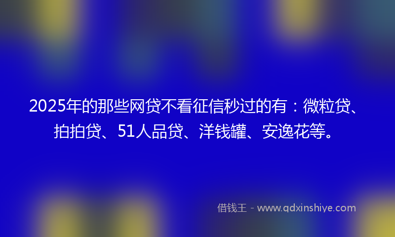 2025年的那些网贷不看征信秒过的有：微粒贷、拍拍贷、51人品贷、洋钱罐、安逸花等。