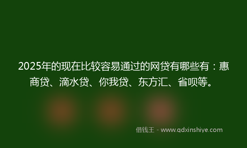 2025年的现在比较容易通过的网贷有哪些有：惠商贷、滴水贷、你我贷、东方汇、省呗等。