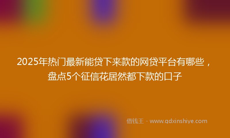 2025年热门最新能贷下来款的网贷平台有哪些，盘点5个征信花居然都下款的口子