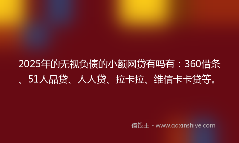 2025年的无视负债的小额网贷有吗有：360借条、51人品贷、人人贷、拉卡拉、维信卡卡贷等。