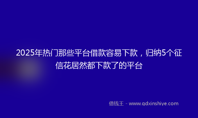 2025年热门那些平台借款容易下款，归纳5个征信花居然都下款了的平台