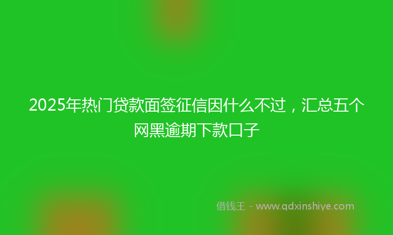 2025年热门贷款面签征信因什么不过，汇总五个网黑逾期下款口子