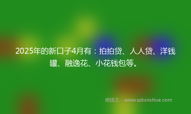 2025年的新口子4月有：拍拍贷、人人贷、洋钱罐、融逸花、小花钱包等。