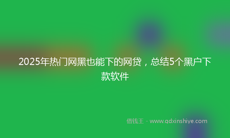 2025年热门网黑也能下的网贷，总结5个黑户下款软件