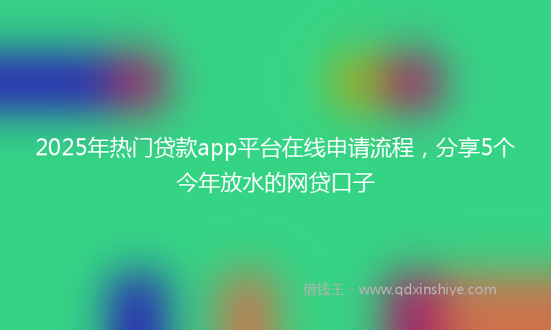 2025年热门贷款app平台在线申请流程，分享5个今年放水的网贷口子