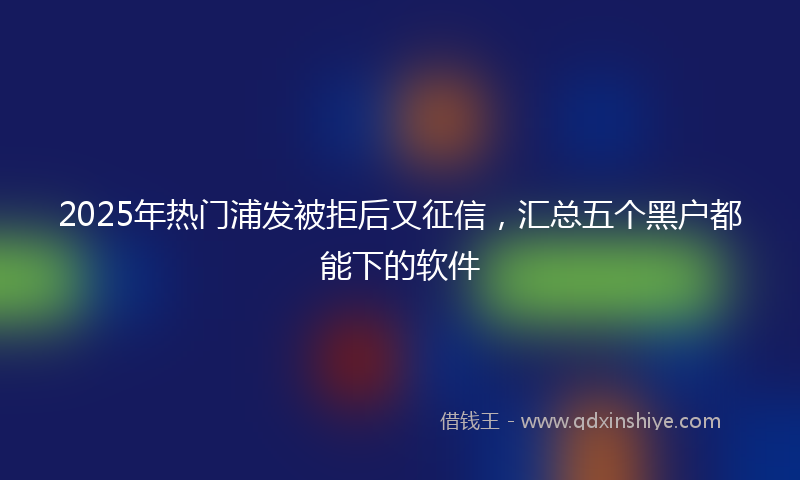 2025年热门浦发被拒后又征信，汇总五个黑户都能下的软件