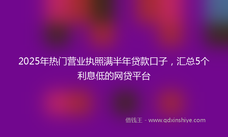 2025年热门营业执照满半年贷款口子，汇总5个利息低的网贷平台