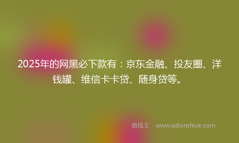 2025年的网黑必下款有：京东金融、投友圈、洋钱罐、维信卡卡贷、随身贷等。