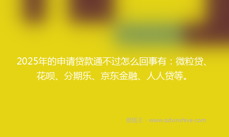 2025年的申请贷款通不过怎么回事有：微粒贷、花呗、分期乐、京东金融、人人贷等。