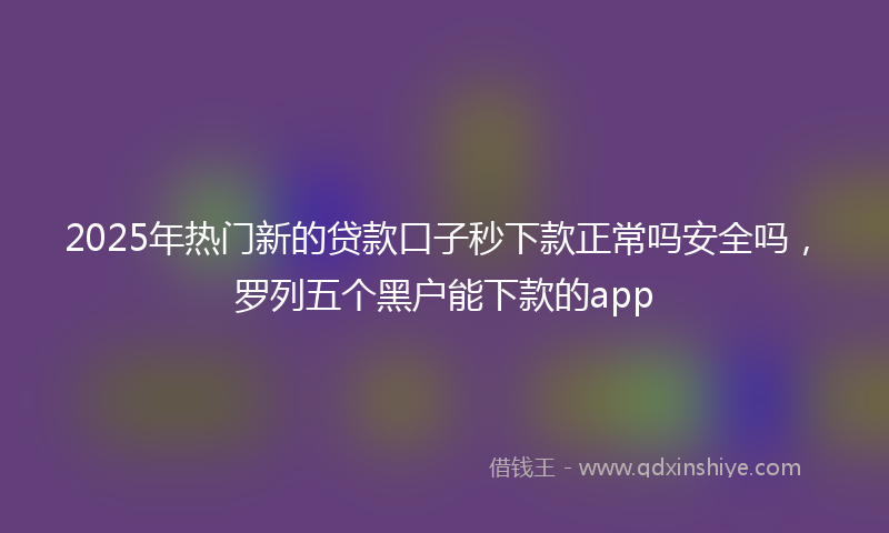 2025年热门新的贷款口子秒下款正常吗安全吗，罗列五个黑户能下款的app
