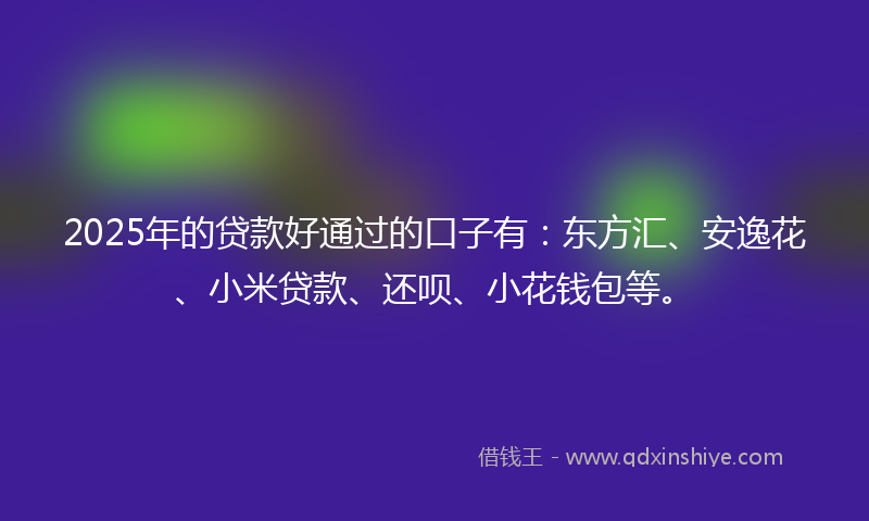 2025年的贷款好通过的口子有：东方汇、安逸花、小米贷款、还呗、小花钱包等。