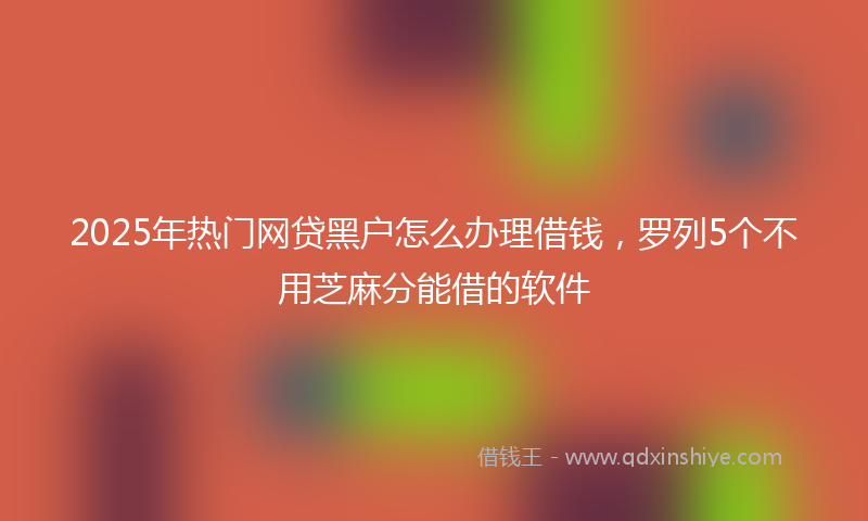 2025年热门网贷黑户怎么办理借钱，罗列5个不用芝麻分能借的软件