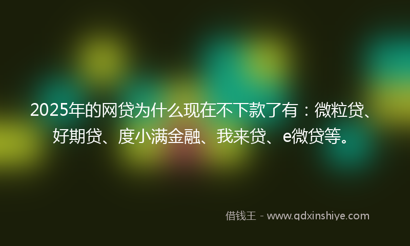 2025年的网贷为什么现在不下款了有：微粒贷、好期贷、度小满金融、我来贷、e微贷等。
