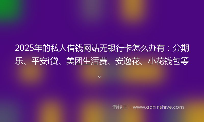 2025年的私人借钱网站无银行卡怎么办有：分期乐、平安i贷、美团生活费、安逸花、小花钱包等。
